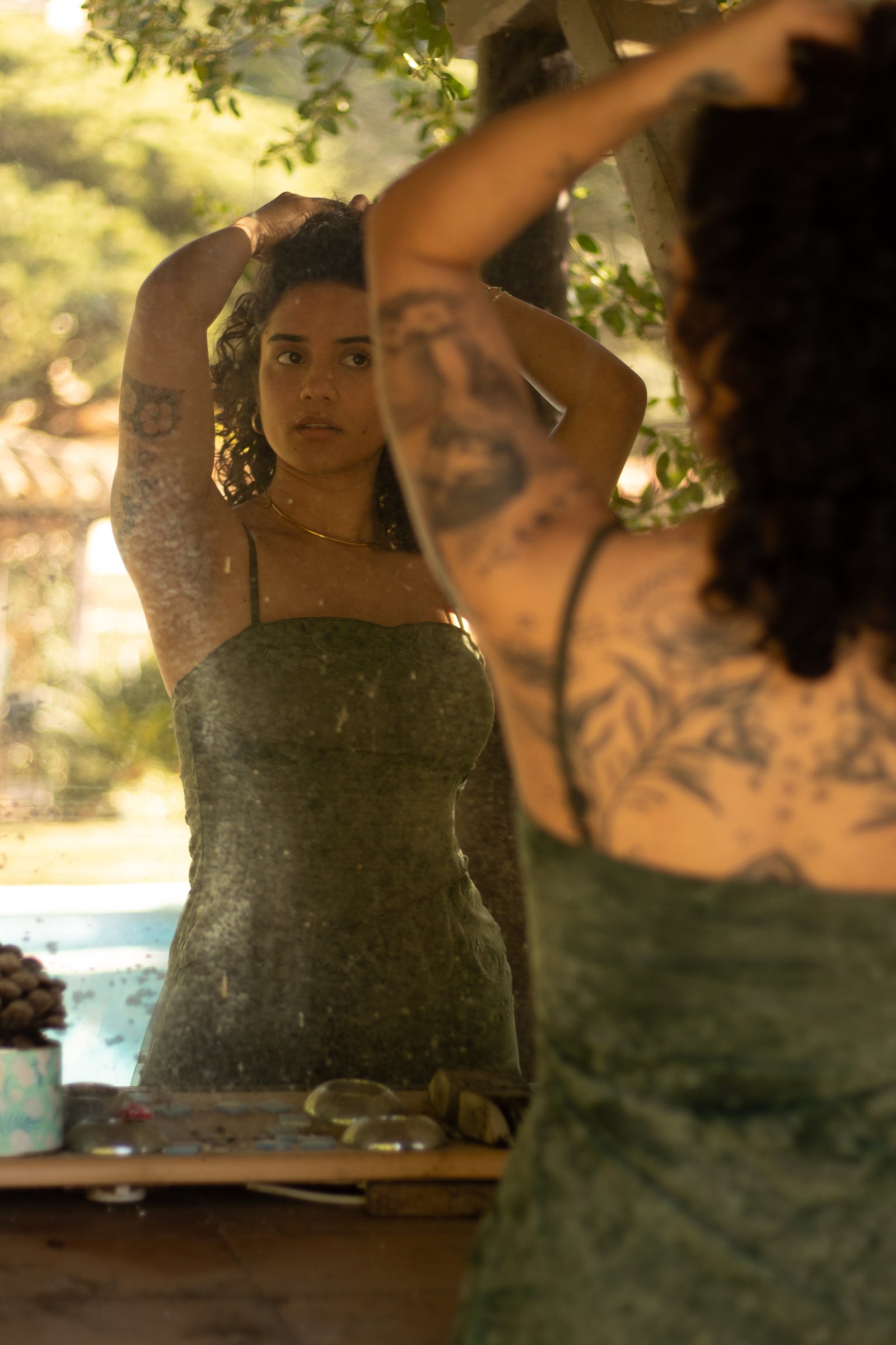Portrait reflected in a mirror