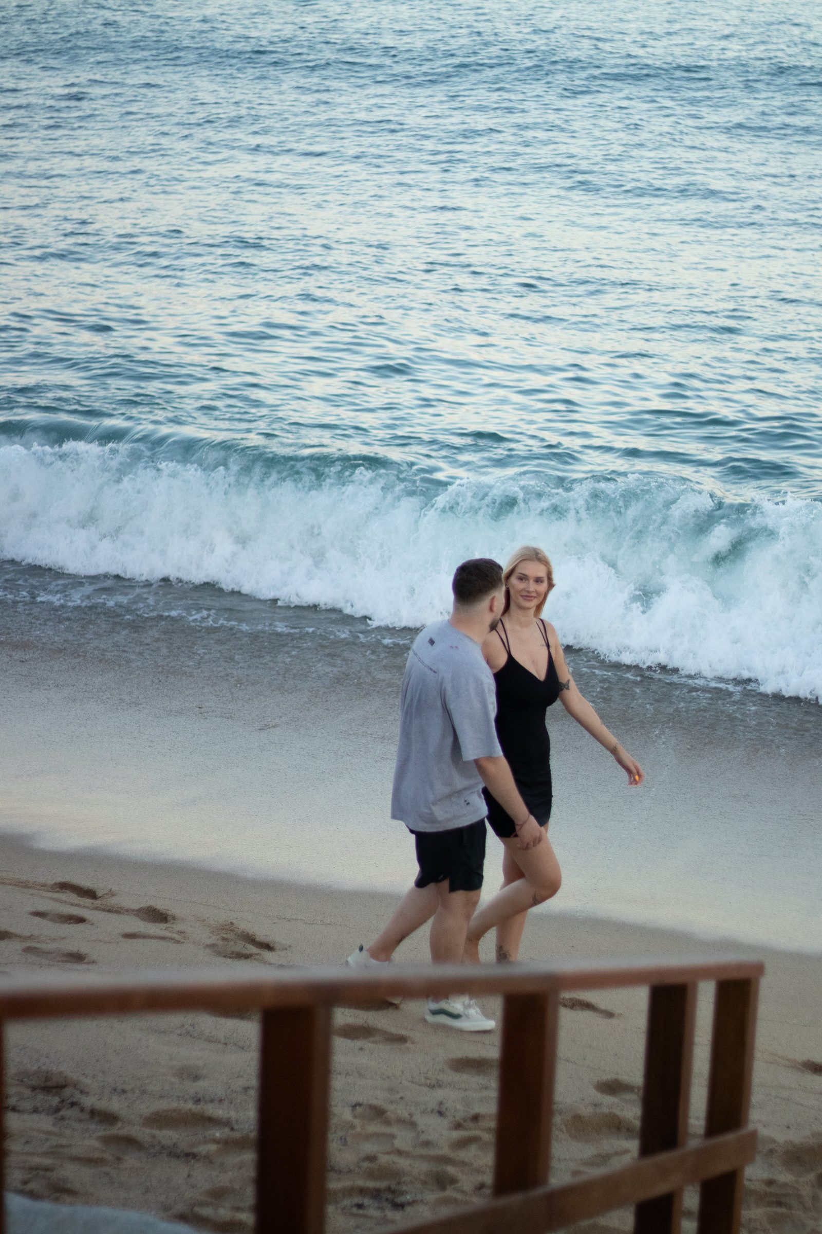 Couple walking on the beach
